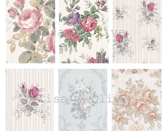 Digital Vintage Floral Wallpaper Samples beautiful shabby chic floral wallpaper 6 vintage designs in total by Lisa and Olive