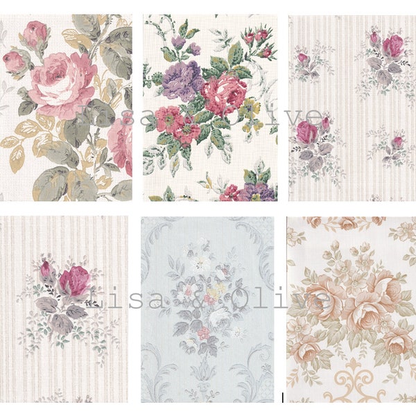 Floral Vintage Wallpaper Samples Etsy