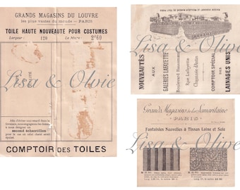 Digital Vintage French Ephemera haberdashery lace sample cards 6 samples Lace cards 5 by Lisa and Olive