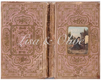 Digital Vintage French Pink book cover vintage French ephemera great for Junk Journals by Lisa and Olive