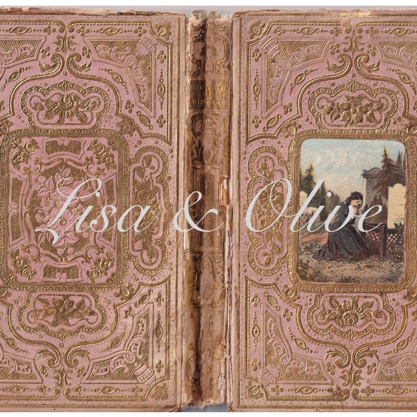 Digital Vintage French Pink book cover vintage French ephemera great for Junk Journals by Lisa and Olive