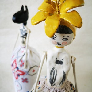 Art Doll, Air Dry Clay, Sculpture, Owl Drawing, Whimsical, Clay Flower, Mixed Media, Kunst, Textile, Modern, Folk Inspired image 1