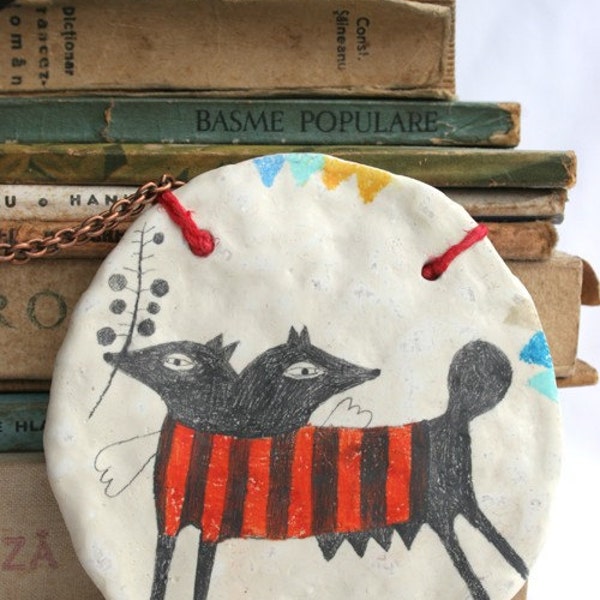 Circus Dog - OOAK Art Necklace