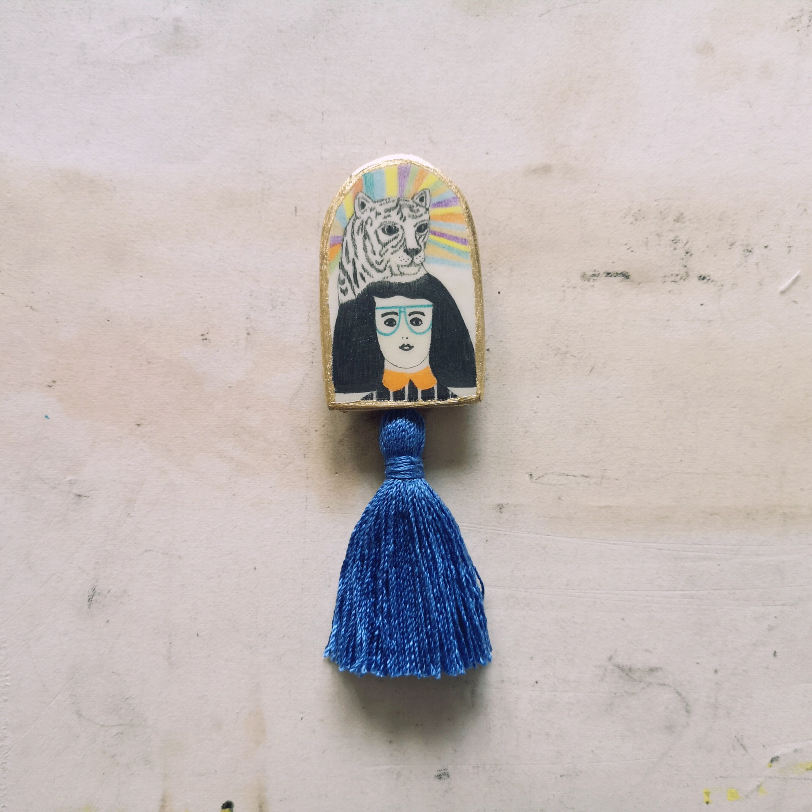 Tiger Pin Spirit Animal Air Dry Clay Tassel Blue Golden - Etsy Tiger Pin Spirit Animal Air Dry Clay Tassel Blue Golden - Etsy