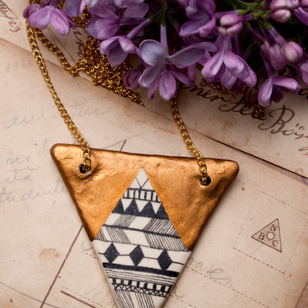 Geometric Golden Tribal Pendant Necklace - FREE SHIPPING