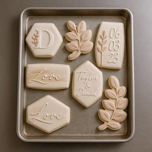 Personalized Wedding Cookies – Minimalist Engagement Favor – Custom Name & Date Sugar Cookies
