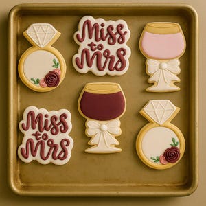 Miss to Mrs Cookies: Burgundy & Gold Bridal Shower Sugar Cookies