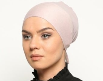 Powder color under hijab & No Slip Headband-All In One Hat-Great under tichel,head scarves, chemo,head coverings volumizing hijab headpiece