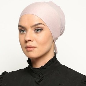 Powder color under hijab & No Slip Headband-All In One Hat-Great under tichel,head scarves, chemo,head coverings volumizing hijab headpiece image 1