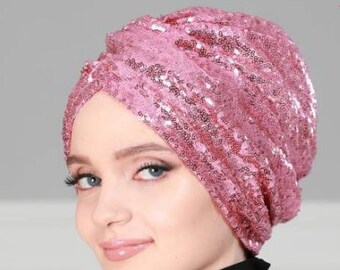 Powder headcovering - headband - head scarf - hijab evening  headcovering - muslim scarves - evening dresses headcovering - turban -