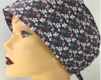 tiny flowers surgical cap, Nurse cap | Chemo cap | Hats for Cancer Patients I unisex surgical scrub hats - cotton cap