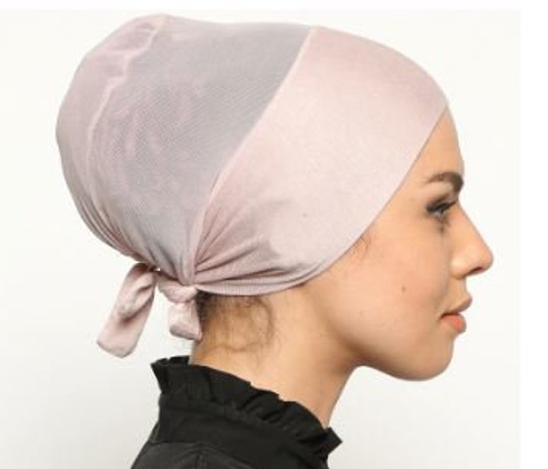Powder color under hijab & No Slip Headband-All In One Hat-Great under tichel,head scarves, chemo,head coverings volumizing hijab headpiece image 3