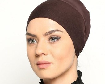 Dark Brown Volumizer & No Slip Headband-All In One Hat-Great under tichel,head scarves, chemo,head coverings volumizing hijab headpiece bun