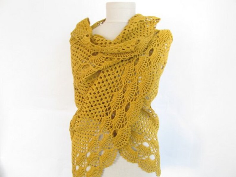 Mustard shawl / Women accessory / handmade gift / woman shawl / fashion accessories / cotton shawl image 4