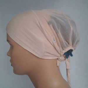 Powder color under hijab & No Slip Headband-All In One Hat-Great under tichel,head scarves, chemo,head coverings volumizing hijab headpiece image 7