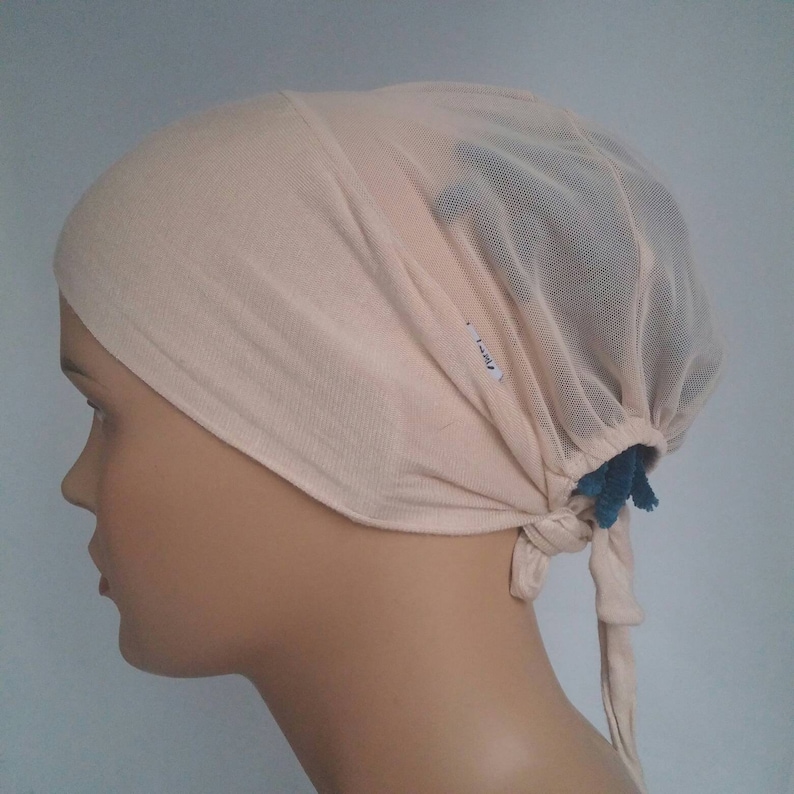 Powder color under hijab & No Slip Headband-All In One Hat-Great under tichel,head scarves, chemo,head coverings volumizing hijab headpiece image 7