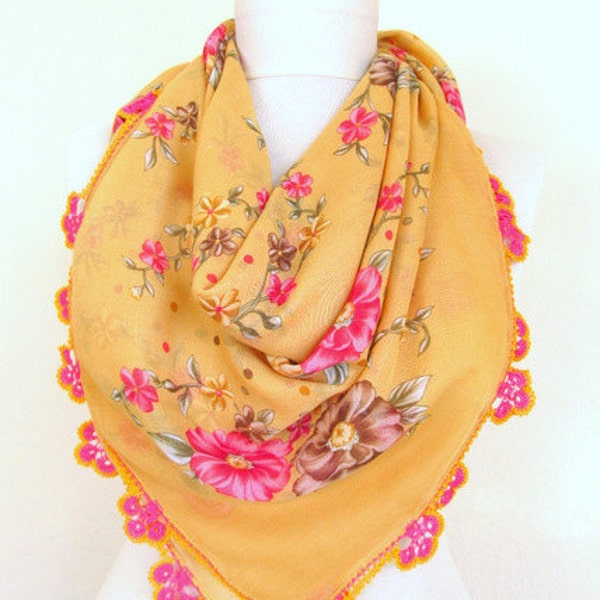 Mustard scarves - Square scarves -Turkish Oya  Scarf..wedding gift -asuhan-woman scarf-cotton scarf