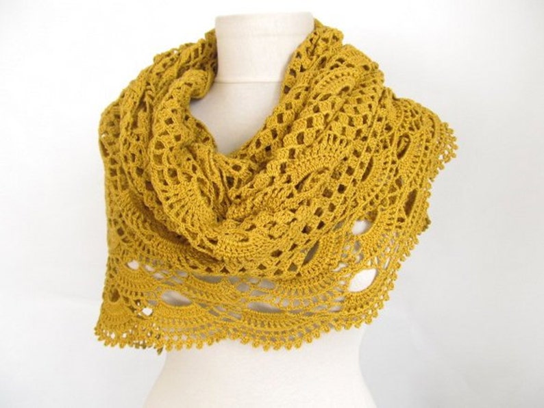 Mustard shawl / Women accessory / handmade gift / woman shawl / fashion accessories / cotton shawl image 3