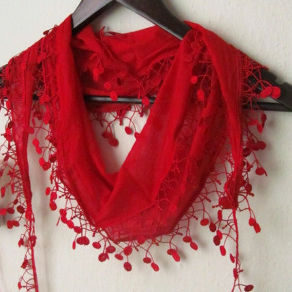 RED Guipure  Scarf..authentic, romantic, elegant, fashion,pink,party,beach,wedding,bridal
