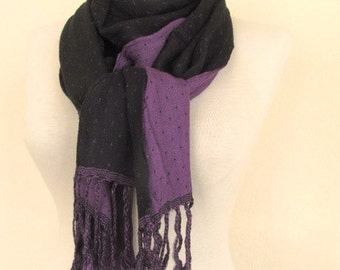 Double-layered Scarf / Two Sided Scarf / Black- Purple / Black scarf / Purple scarf / long scarf