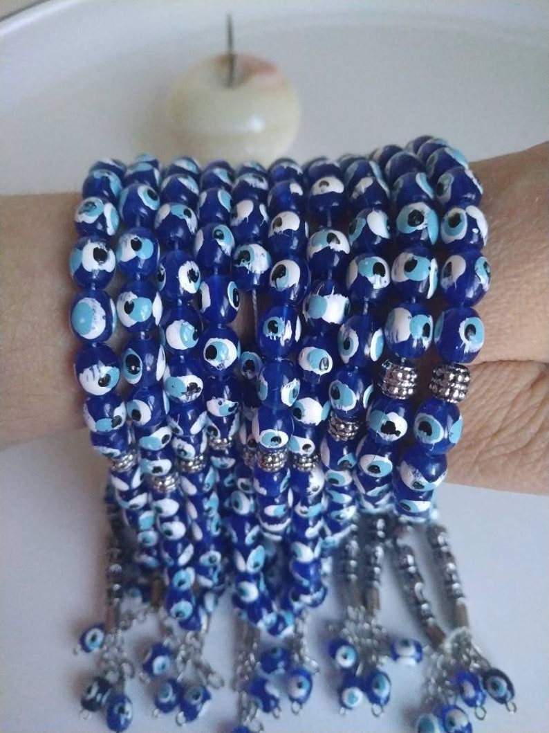 100 Evil eye komboloi,prayer bead , tasbeeh, greek komboloi, greek worry bead, wedding favor, evil eye wedding komboloi, greek komboloi favo image 4