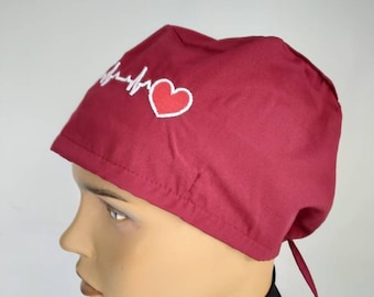 Dark Claret red surgical cap, Nurse cap | Chemo Hats | Nurse hats |  unisex surgical scrub hats l surgical woman cap , NUR1, doctor cap