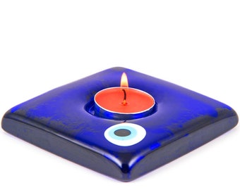 Evil eye candle holder, TeaLight Holder, ritual candle, Square Evil Eye, Handmade Turkish Nazar, Evil Eye Gift, Protective Symbol,Home Decor