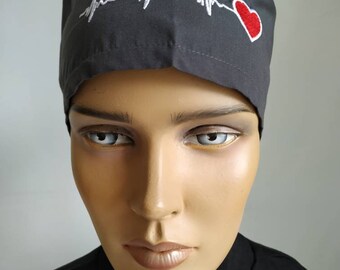 Dark gray surgical cap, Nurse cap | Chemo Hats | Head Covers - unisex surgical scrub hats - woman cap l doctor cap l surgical cap men l