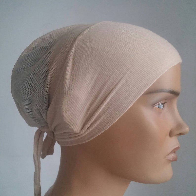 Powder color under hijab & No Slip Headband-All In One Hat-Great under tichel,head scarves, chemo,head coverings volumizing hijab headpiece image 5