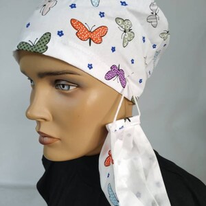 Butterfly Nurse cap | doctor cap- Head Covers - woman surgical scrub hats, Medical cap, surgical cap women , adjustable , cotton cap, unisex