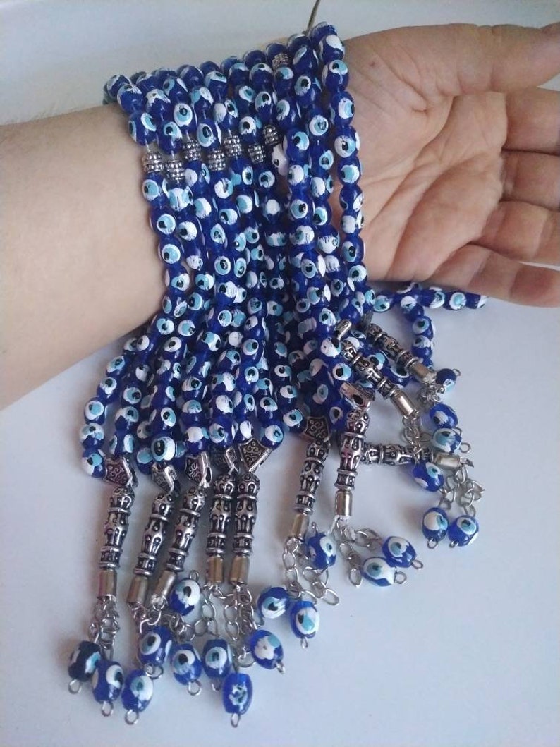 100 Evil eye komboloi,prayer bead , tasbeeh, greek komboloi, greek worry bead, wedding favor, evil eye wedding komboloi, greek komboloi favo image 1