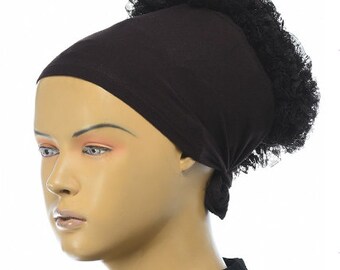 Black Volumizer & No Slip Headband-All In One Hat-Great under tichel, tichel volumizer , hijab headpiece , lace volimizer