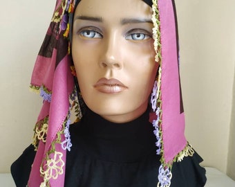 Square scarves, Turkish Scarf,Easy Square Amazing Floral Headscarf Tichel, Hair Snood, Head Scarf, Head Covering, Jewish Headcovering,