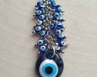 Evil eye key chain, evil eye keychain, Nazar gift, Greek key chain, evil eye bag charm, mom gift, turkish nazar bead, car mirror ornament
