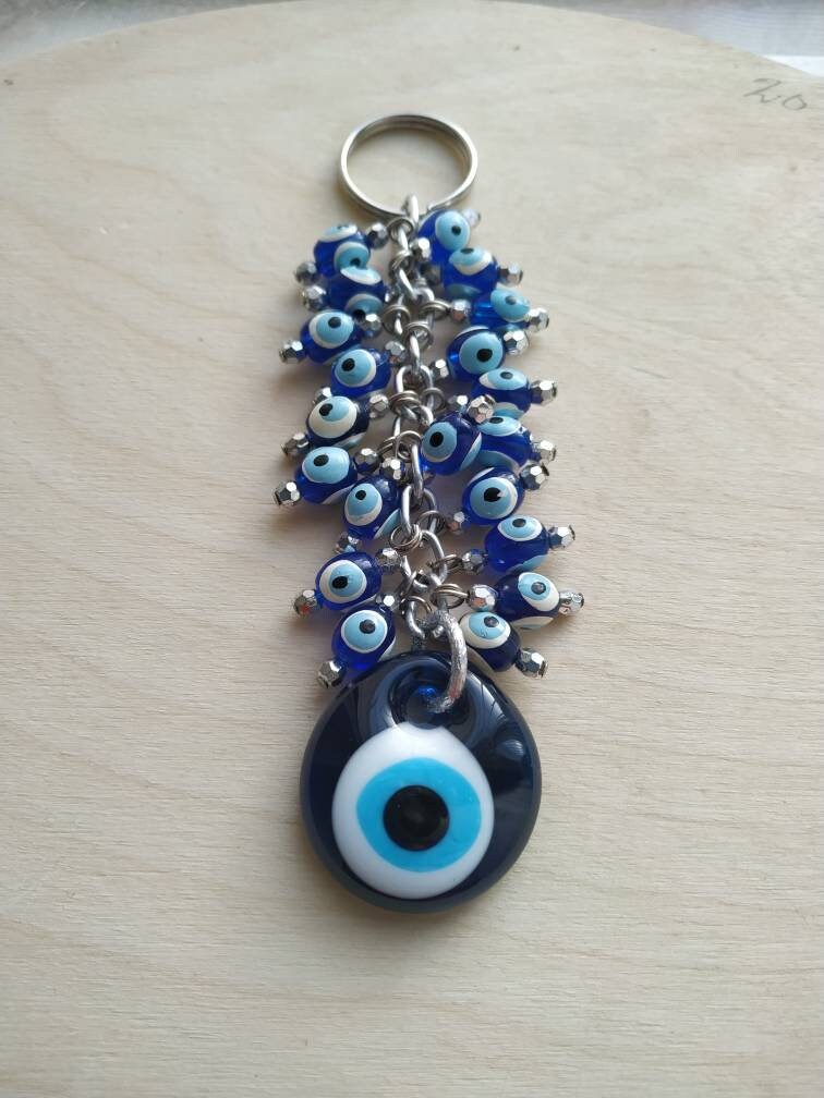 Evil Eye Key Chain, Evil Eye Keychain, Nazar Gift, Greek Key Chain