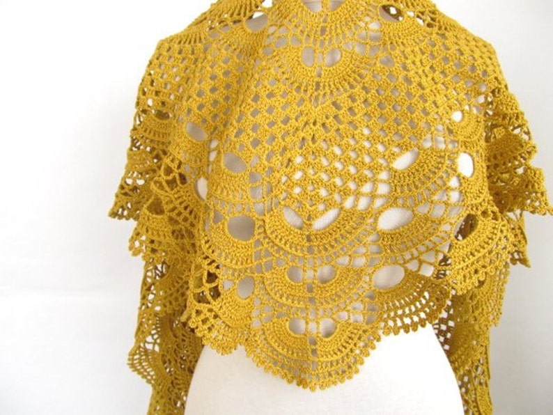 Mustard shawl / Women accessory / handmade gift / woman shawl / fashion accessories / cotton shawl image 2