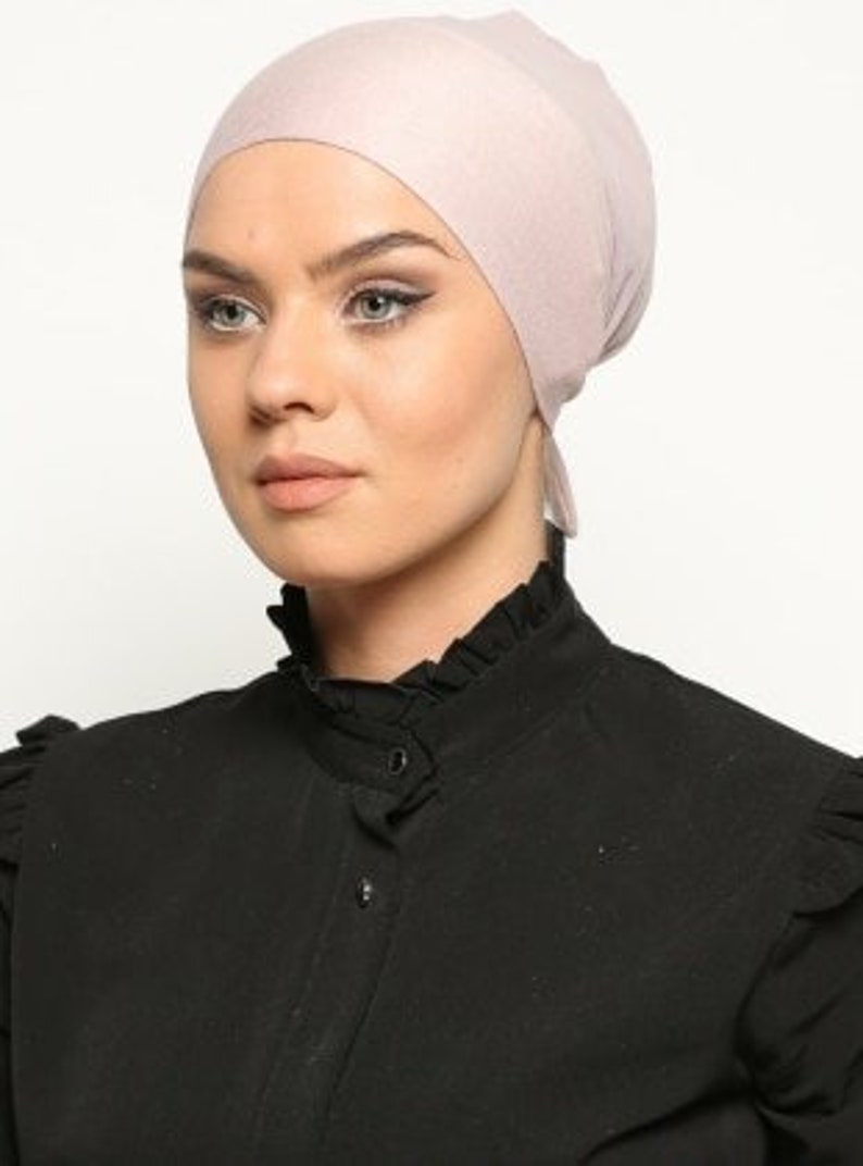 Powder color under hijab & No Slip Headband-All In One Hat-Great under tichel,head scarves, chemo,head coverings volumizing hijab headpiece image 1