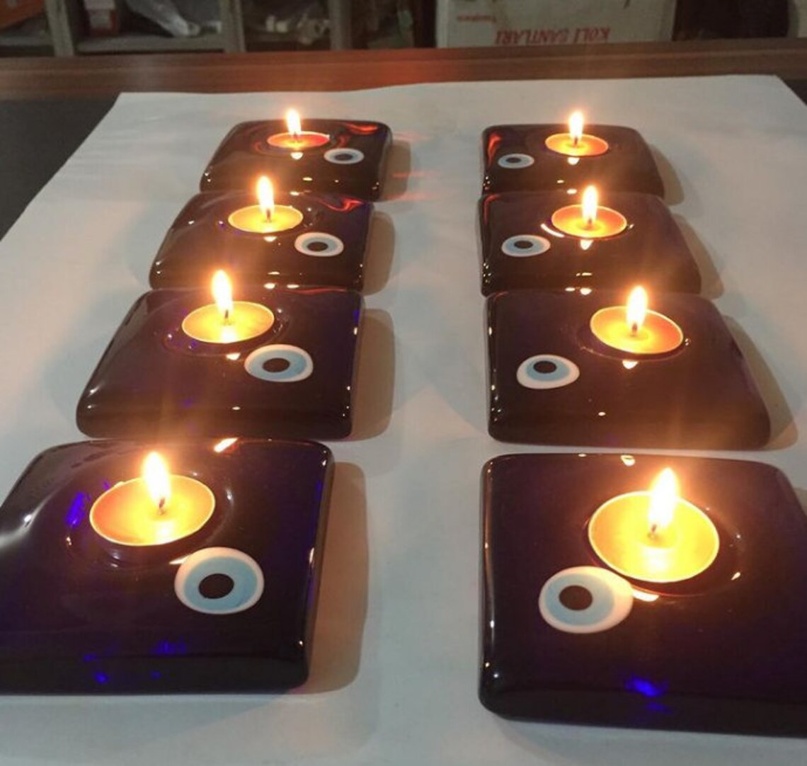Evil Eye Candle Holder, Tealight Holder, Ritual Candle, Square Evil Eye