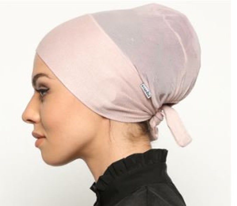 Powder color under hijab & No Slip Headband-All In One Hat-Great under tichel,head scarves, chemo,head coverings volumizing hijab headpiece image 2