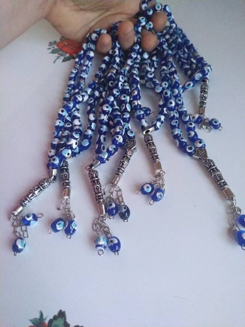 100 Evil eye komboloi,prayer bead , tasbeeh, greek komboloi, greek worry bead, wedding favor, evil eye wedding komboloi, greek komboloi favo image 5