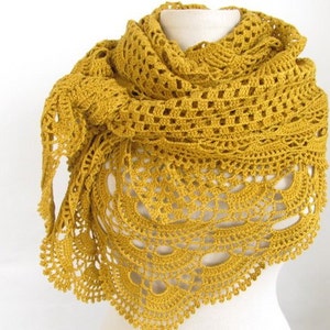 Mustard shawl / Women accessory / handmade gift / woman shawl / fashion accessories / cotton shawl image 5