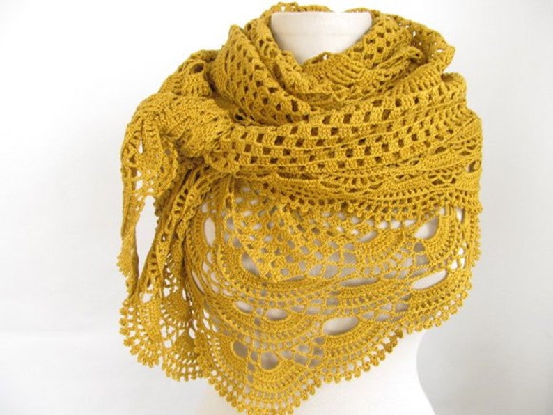 Mustard shawl / Women accessory / handmade gift / woman shawl / fashion accessories / cotton shawl image 5