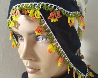 Square scarves, Turkish Scarf,Easy Square Amazing Floral Headscarf Tichel, Hair Snood, Head Scarf, Head Covering, Jewish Headcovering,