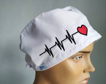 White cap l Nurse cap | Chemo Hats | woman cap | men cap l Medical cap | Head Covers - unisex surgical cap l