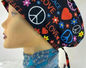 Peace surgical cap, Women's surgical scrub hats, Medical scrub cap, surgical cap women ,nurse cap. nurse scrub cap