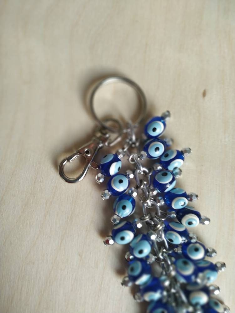 Evil Eye Key Chain, Evil Eye Keychain, Nazar Gift, Greek Key Chain