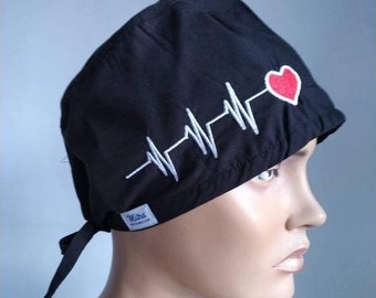 chapeaux chirurgicaux pour femme, casquette médicale, casquette d'infirmière, casquette unisexe pour électrocardiogramme, casquette de gommage chirurgical, casquette chirurgicale noire, couvre-cheveux pour infirmière,