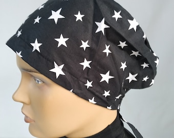 Black star cap - doctor cap - nurse cap buttons - woman surgical scrub hats, surgical cap women , nurse cap adjustable , nurse caps women