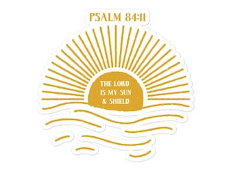 Christian Stickers, Sun an Shield, Notebook Stickers, Christian Decal for Water Bottle, Vinyl Sticker, Bubble Free