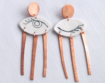 WINK porcelain and copper earrings